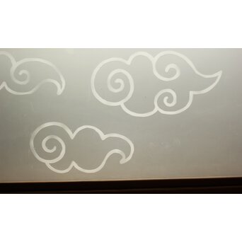 和雲模様 サンドブラストガラス雪隠戸　GD1216Y 