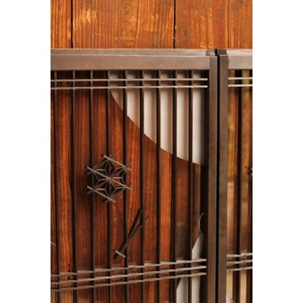 花札松模様 サンドブラストガラス書院戸 2枚1組　R2447 