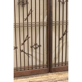 花札松模様 サンドブラストガラス書院戸 2枚1組　R2447 