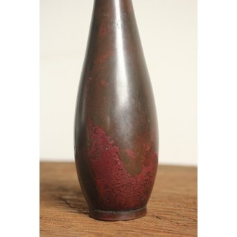 柴田是真銘 だまし塗り 倣銅漆芸曽呂利 & 時代斑柴銅 曽呂利/花生　Q048 