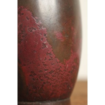 柴田是真銘 だまし塗り 倣銅漆芸曽呂利 & 時代斑柴銅 曽呂利/花生　Q048 