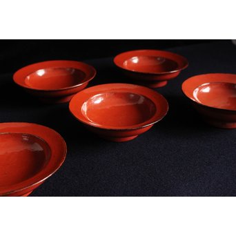 根来塗 楪子/ちゃつ 5客1組　Q049