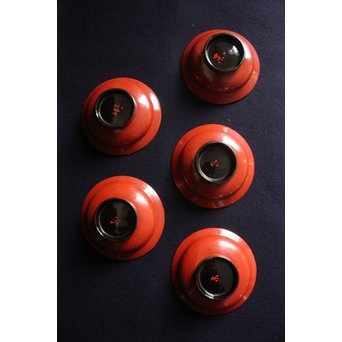 根来塗 楪子/ちゃつ 5客1組　Q049 