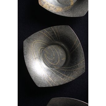 河内光明 渦巻紋 純銀銘々茶托　M119 