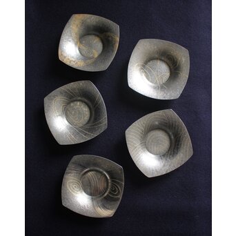 河内光明 渦巻紋 純銀銘々茶托　M119