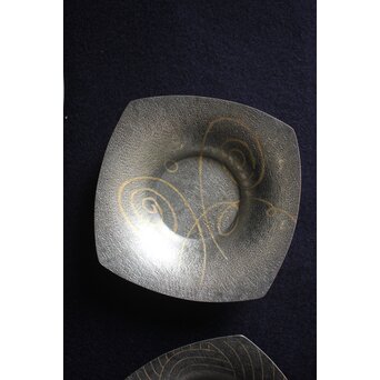 河内光明 渦巻紋 純銀銘々茶托　M119 