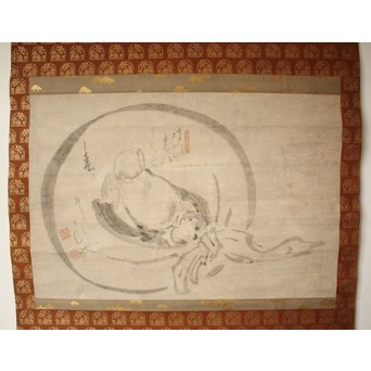 倣 白隠慧鶴 水墨掛軸 布袋図　Z086