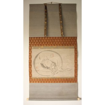 倣 白隠慧鶴 水墨掛軸 布袋図　Z086 