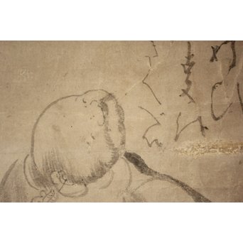 倣 白隠慧鶴 水墨掛軸 布袋図　Z086 