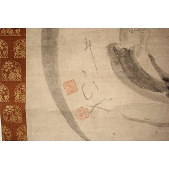 倣 白隠慧鶴 水墨掛軸 布袋図　Z086 