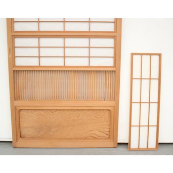 美品白木 釘無障子枠付 格子戸　L984Y 