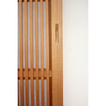 美品白木 釘無障子枠付 格子戸　L984Y 