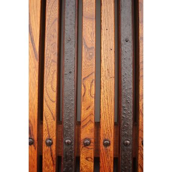 総欅 玉杢稀少材 霊亀波金具 格子蔵戸　W950Y 