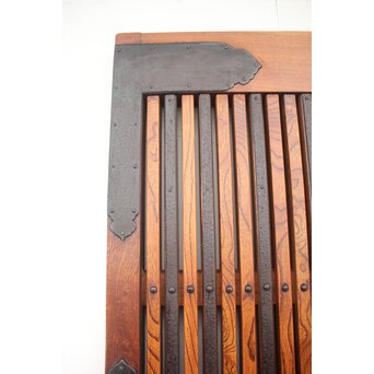 総欅 玉杢稀少材 霊亀波金具 格子蔵戸　W950Y 