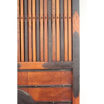 総欅 玉杢稀少材 霊亀波金具 格子蔵戸　W950Y 
