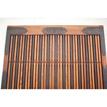 総欅 玉杢稀少材 霊亀波金具 格子蔵戸　W950Y 