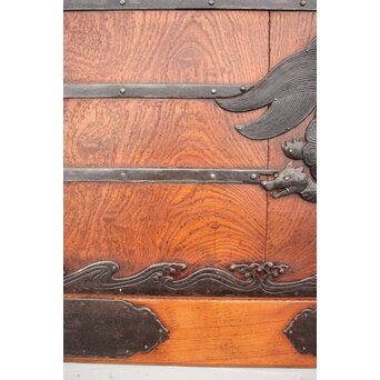 総欅 玉杢稀少材 霊亀波金具 格子蔵戸　W950Y 