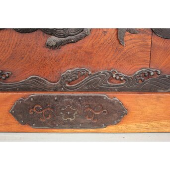 総欅 玉杢稀少材 霊亀波金具 格子蔵戸　W950Y 