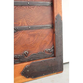 総欅 玉杢稀少材 霊亀波金具 格子蔵戸　W950Y 