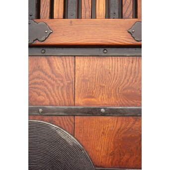 総欅 玉杢稀少材 霊亀波金具 格子蔵戸　W950Y 