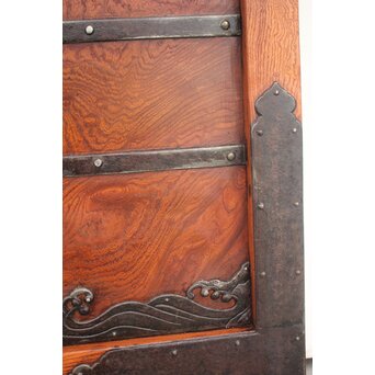 総欅 玉杢稀少材 霊亀波金具 格子蔵戸　W950Y 