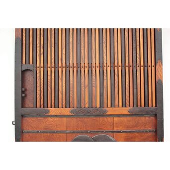 総欅 玉杢稀少材 霊亀波金具 格子蔵戸　W950Y 