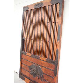 総欅 玉杢稀少材 霊亀波金具 格子蔵戸　W950Y 