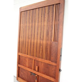 総欅 玉杢稀少材 霊亀波金具 格子蔵戸　W950Y 