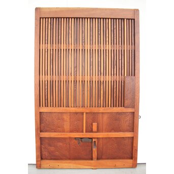 総欅 玉杢稀少材 霊亀波金具 格子蔵戸　W950Y 