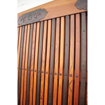 総欅 玉杢稀少材 霊亀波金具 格子蔵戸　W950Y 
