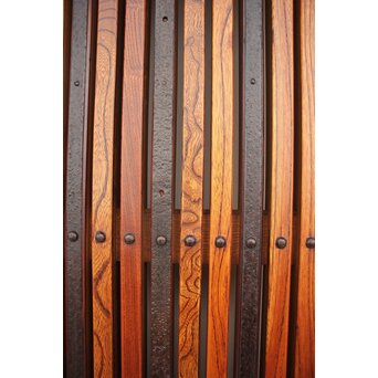 総欅 玉杢稀少材 霊亀波金具 格子蔵戸　W950Y 