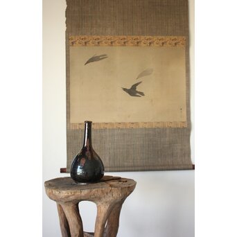 倣 川端玉章【鳥】掛軸　Z087 床が無くても掛軸を気分で飾ってみるものたのしいです