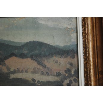 清水登之【風景 山】変形30号 油彩額装　Z090 