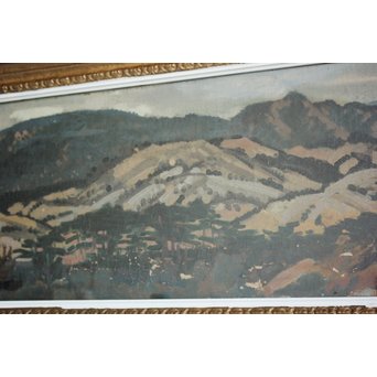 清水登之【風景 山】変形30号 油彩額装　Z090 