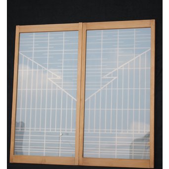 幾何学組子ガラス書院 2枚1組　R2450 