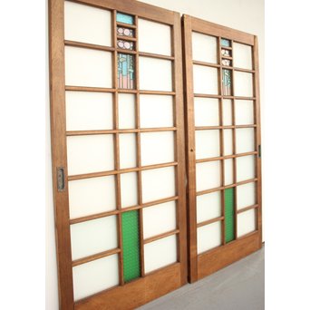 ステンドグラスと色ガラスの建具 2枚1組　GD1221Y 