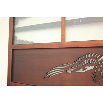 鳳凰透かし 飾り上質ガラス戸 2枚1組　GD1222Y 