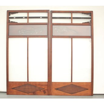 鳳凰透かし 飾り上質ガラス戸 2枚1組　GD1222Y 