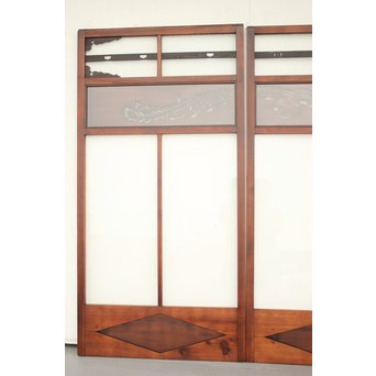 鳳凰透かし 飾り上質ガラス戸 2枚1組　GD1222Y 