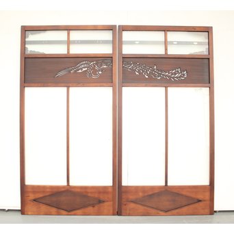 鳳凰透かし 飾り上質ガラス戸 2枚1組　GD1222Y