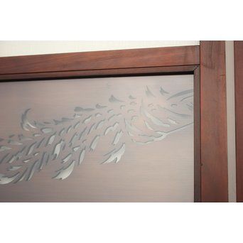 鳳凰透かし 飾り上質ガラス戸 2枚1組　GD1222Y 