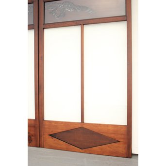 鳳凰透かし 飾り上質ガラス戸 2枚1組　GD1222Y 
