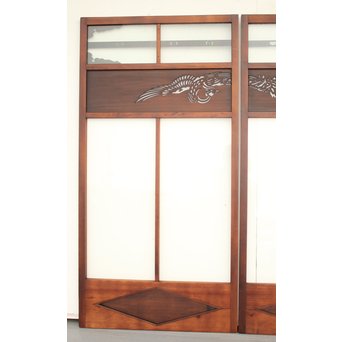 鳳凰透かし 飾り上質ガラス戸 2枚1組　GD1222Y 