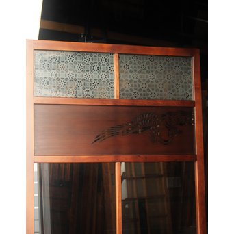 鳳凰透かし 飾り上質ガラス戸 2枚1組　GD1222Y 