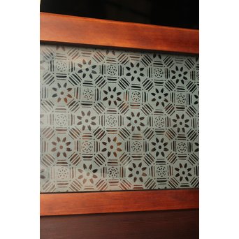 鳳凰透かし 飾り上質ガラス戸 2枚1組　GD1222Y 