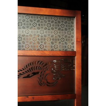 鳳凰透かし 飾り上質ガラス戸 2枚1組　GD1222Y 