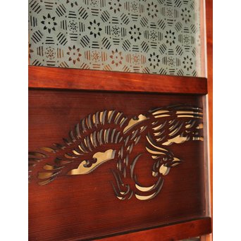 鳳凰透かし 飾り上質ガラス戸 2枚1組　GD1222Y 