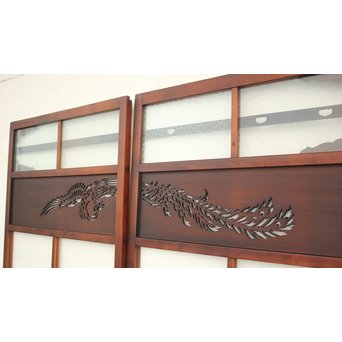 鳳凰透かし 飾り上質ガラス戸 2枚1組　GD1222Y 