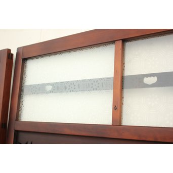 鳳凰透かし 飾り上質ガラス戸 2枚1組　GD1222Y 