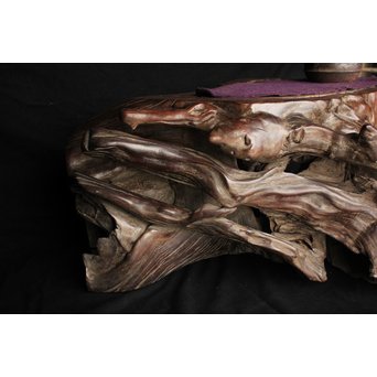 桑原木  自然木 刳貫火鉢　X119 